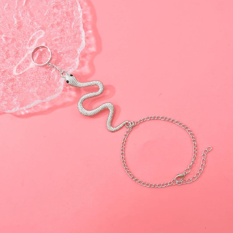 CSIYANJRY99 Snake Hand Chain Bracelet Snake Chain Finger Ring Bracelet Slave Chain Hand Harness Bracelet Snake Pearl Friendship Bracelet Jewelry Accessories - Image 5